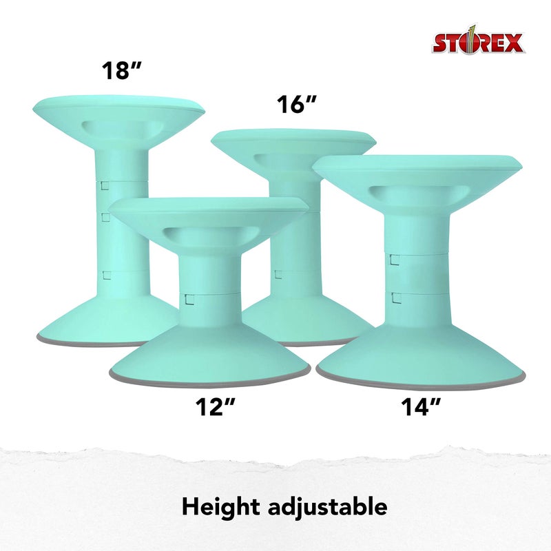 Storex Wiggle Stool â€“ Active Flexible Seating for Classroom and Home Study, Adjustable 12-18 Inch Height, Teal (00306U01C) - Image 4